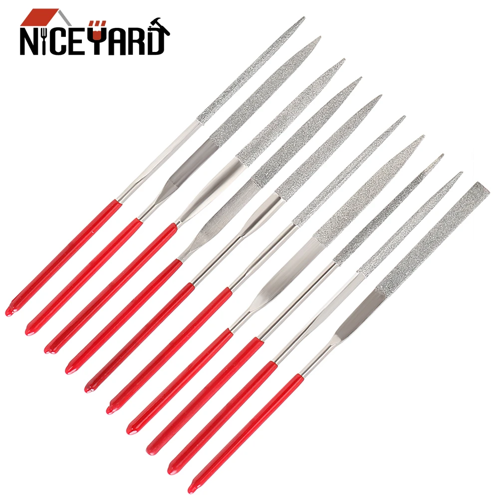 10Pcs Diamond Mini Needle File Set MTS013 140mm DIY Wood Rasp File Needle Ceramic Crafts Jewelry Polishing Carving Diamond File