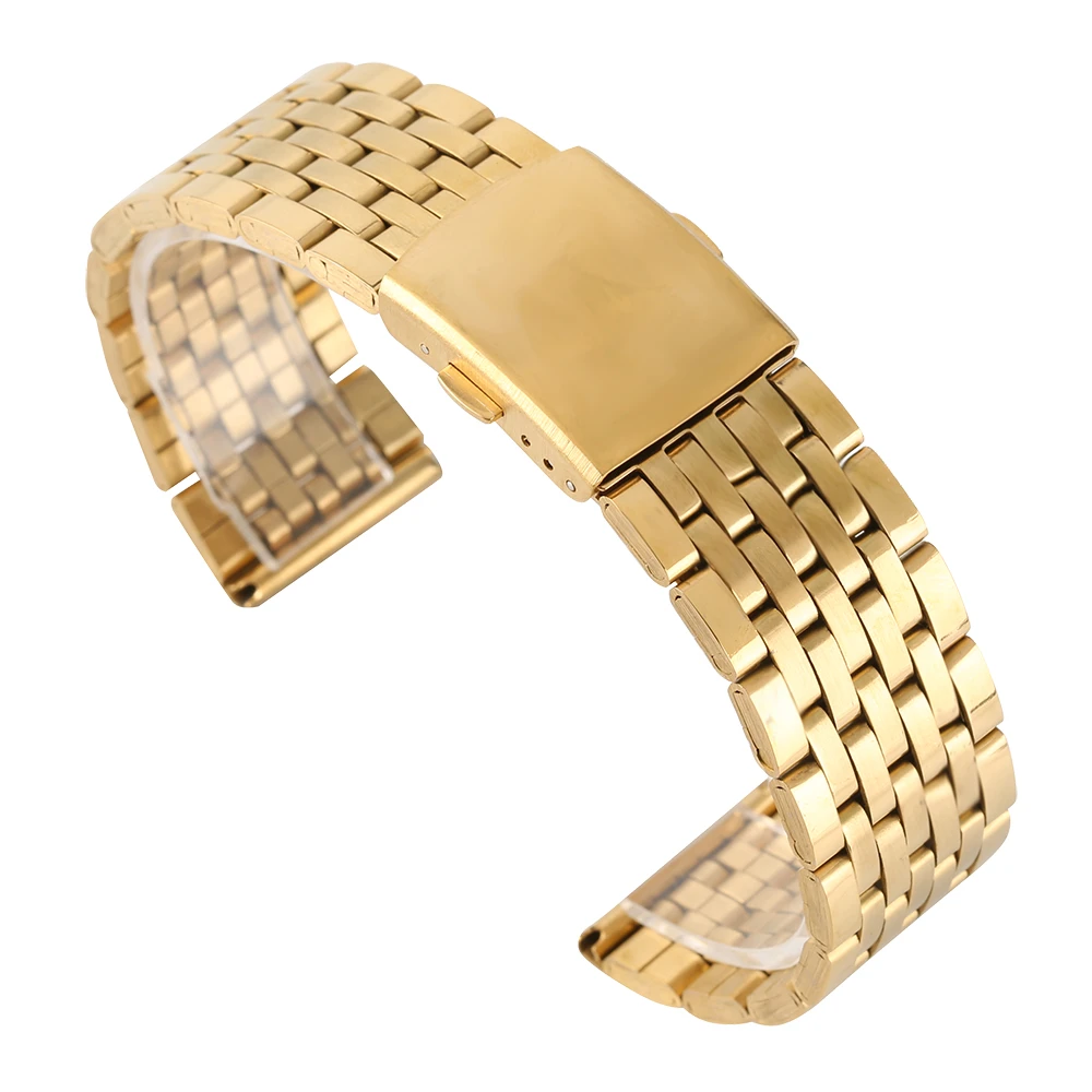 18MM/20MM/22MM Stainless Steel Watch Strap Golden Band citurini di acciaio per orologi Watches With 2 Spring Bars horloge bandje
