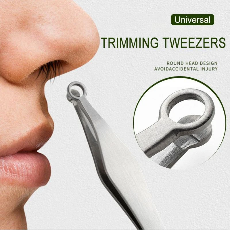 Universal Nose Hair Trimming Tweezers 1Pcs Anti-static Precision Stainless Steel Forceps Pinzas Pincet Plier Repair Hand Tools