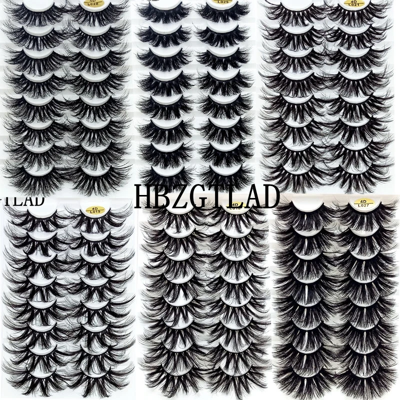 7/8 Pairs 25mm 4D Mink False Eyelashes Thick Dramatic Wispies Fluffy Eyelash Extension Makeup Volume Handmade Faux Mink Lashes