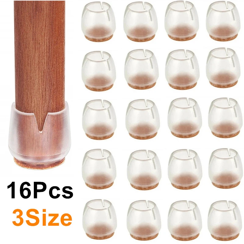 16Pcs 3 Size Chair Leg Caps Table Leg Protector Covers Silicone Furniture Table Leg Pads Round Bottom Circle for Chair Round Cap