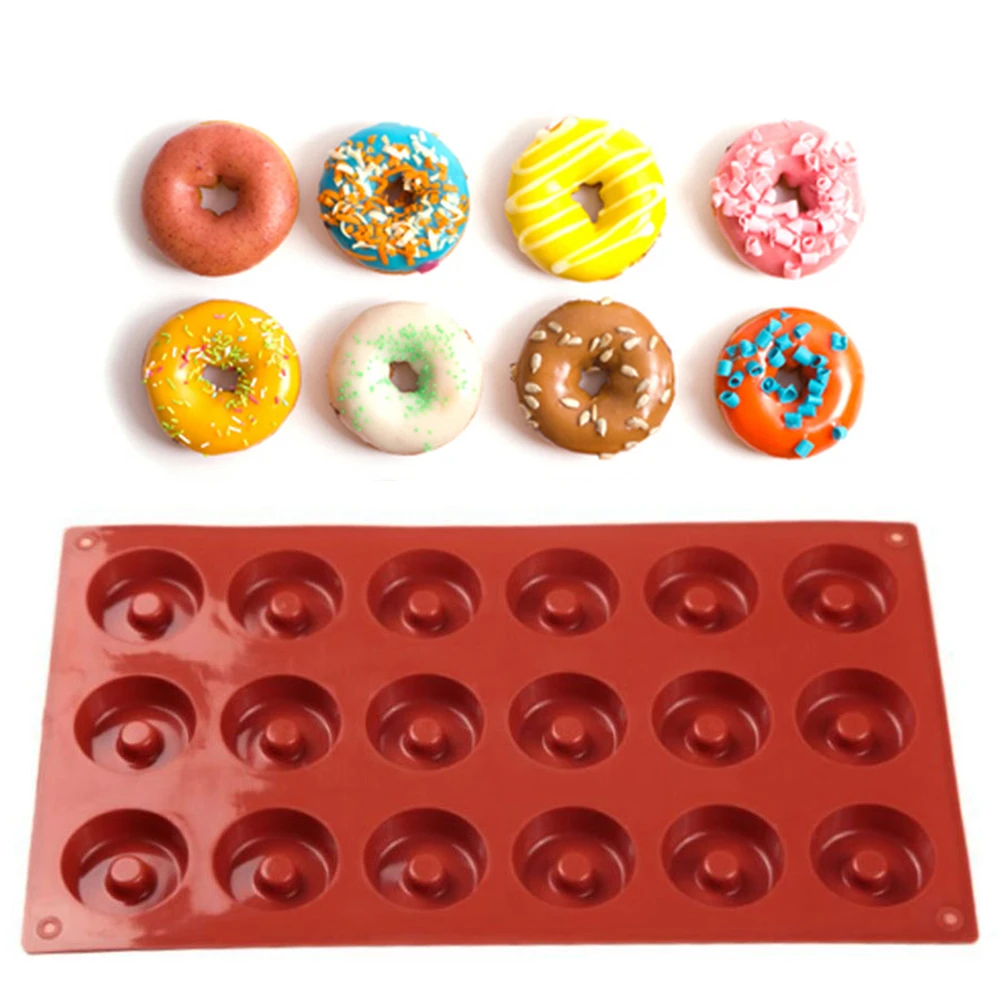 18 Holes Silicone Donuts Cake Tray Baking Pan Release Non-Stick Pastry Cookie Chocolate Muffin Mold DIY Dessert Decoration Tools