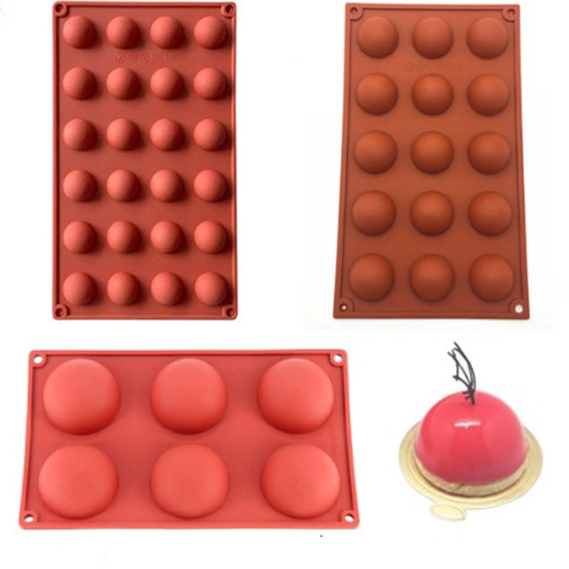 Hemisphere Shape Silicone 6/15/24 Holes Food Grade Baking Accessories Chocolate Candy Mold Bakeware Fondant Kitchen Gadgets