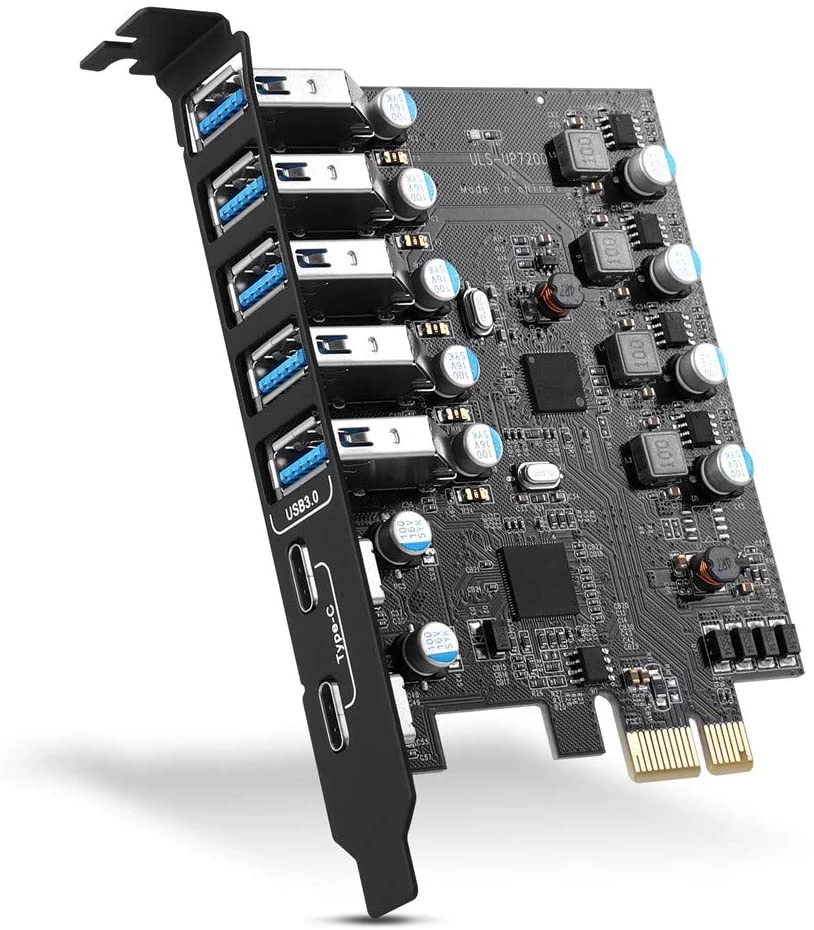 ULS PCI-e USB3.0 Card 7-Port Type C (2) TypeA (5)  With FL1100  Chip without Additional Power Cables for Desktop Computer