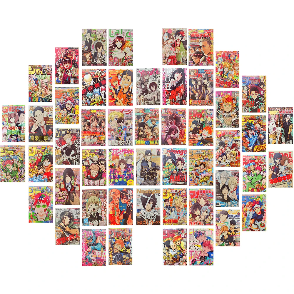 50Pcs Aesthetic Wall Collage Print Colorful Anime Manga Panel Wall Collage Kit for Boys Art Prints Living Room Bedroom Art Decor