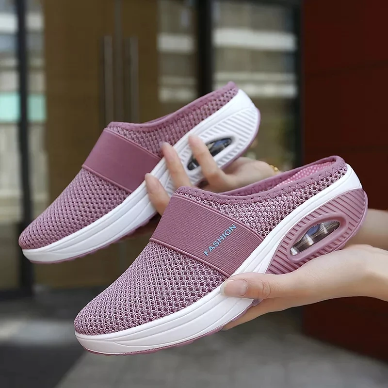 Women Slippers Sandals 2021 Summer Platform Beach Slippers Women Breathable Mesh Flat Shoes Women Flip Flops Zapatos Mujer