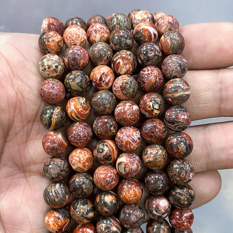 Natural Stone Beads Leopardskin Jaspers Smooth Round Loose Spacer Beads For Jewelry Making 6/8/10mm DIY fashion Bracelet 15