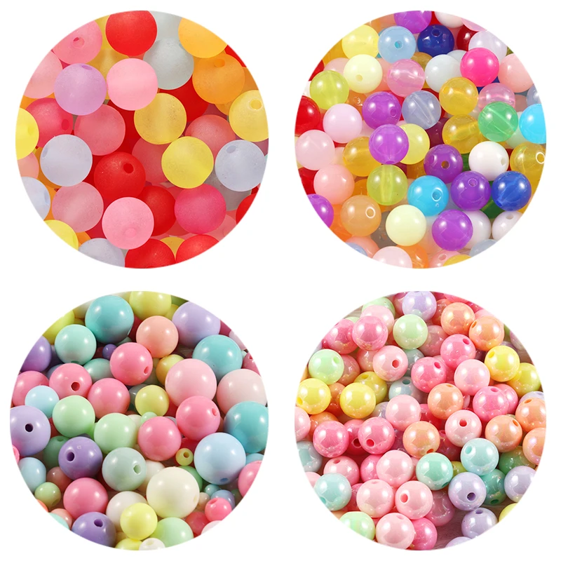 20/100/300/500pcs/lot 4-12mm Multi Colors Acrylic Round Beads For DIY Bracelets & Necklaces Jewelry Makings Accessories