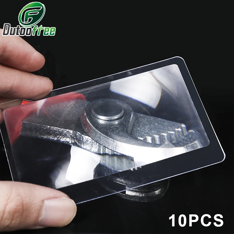 Magnifiers Credit Card Shape 3X Transparent Magnifier Magnification Magnifying Fresnel LENS Made of Plastics 10pcs