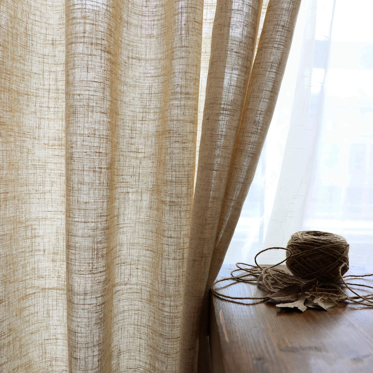 Modern Linen Curtain for Living Room Bedroom pure color cotton linen curtains tulle fabrics custom gauze semi-shading ramie yarn