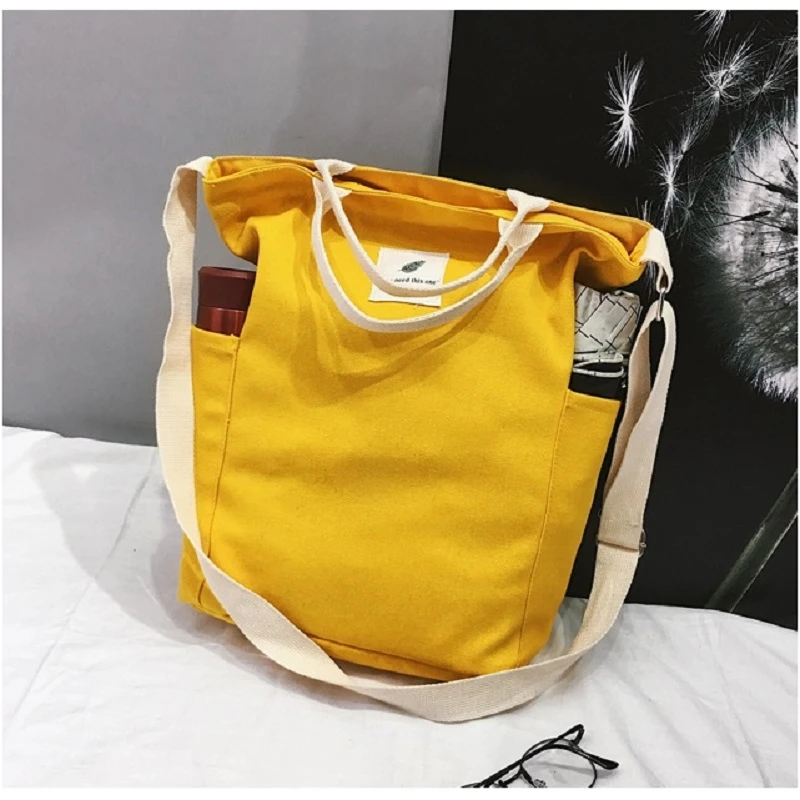 Luxury Canvas Shoulder Bag Korean Zipper Women Messenger Bags Designer Women Bag Female Simple Handbag Letter Printing Tote