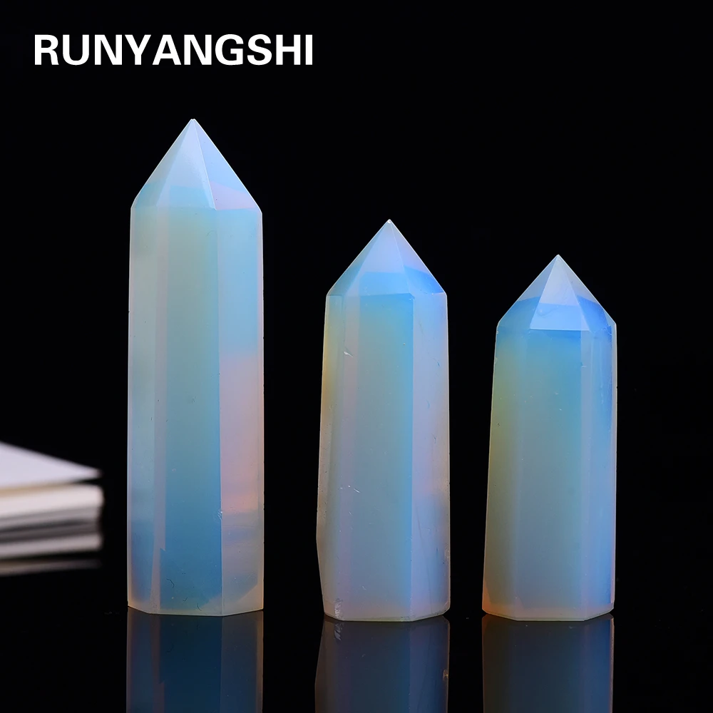 4-7cm 1pcs  opal crystal point healing stone hexagonal prisms column wand treatment stone