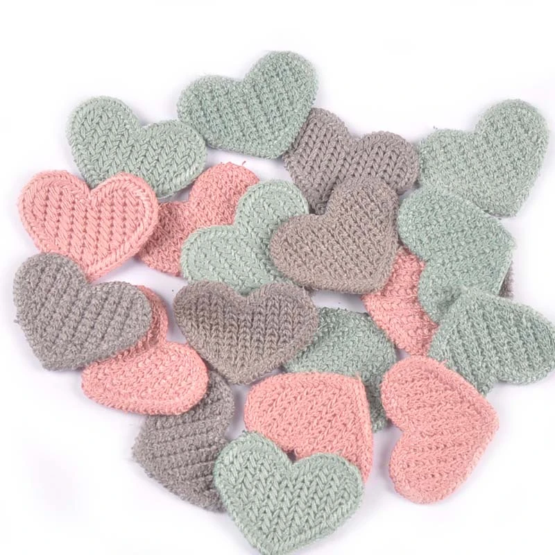 30Pcs 27x35mm Heart Appliques Sewing Supplies Patches For Clothing Stickers Handmade Stick-on Backpack DIY Decoration C3006