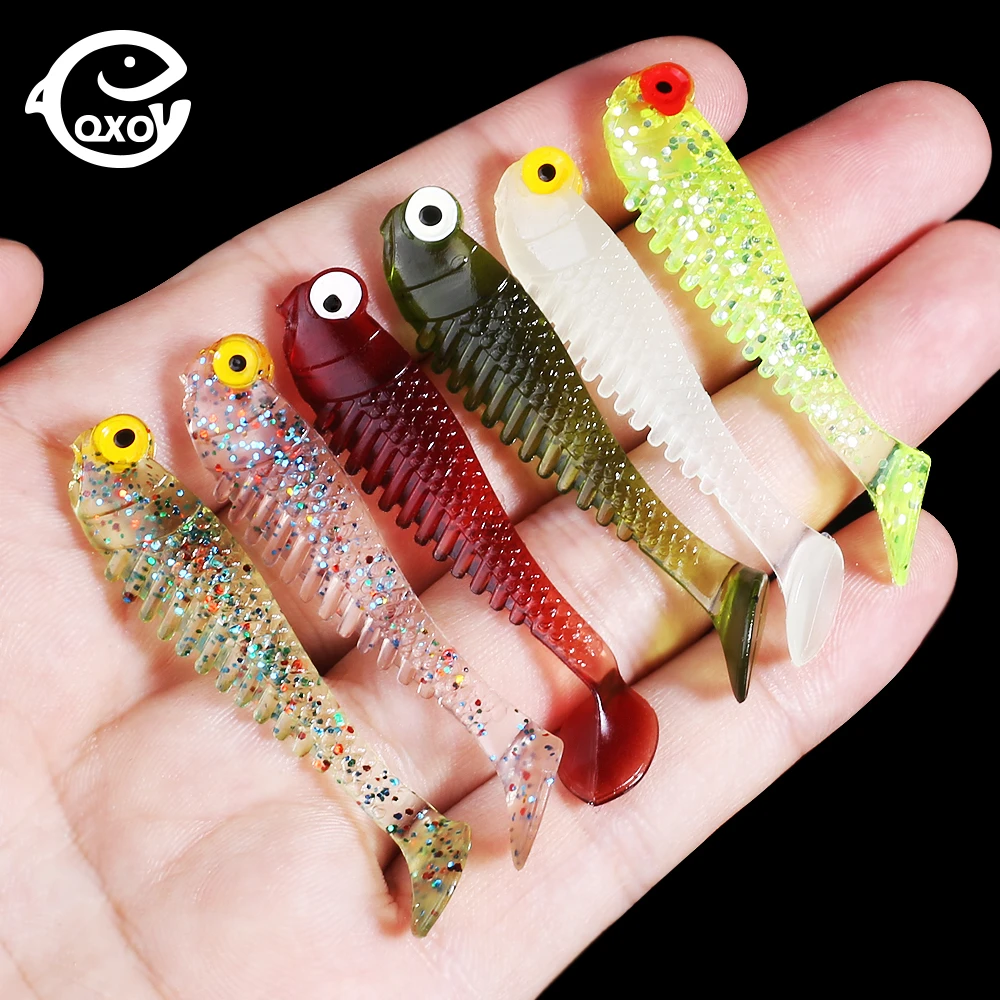 QXO 10pcs/Lot 5/7cm Soft Lures Silicone Bait Sea Fishing 1.3g Swimbait Silicone Fish Surface Artificial  Lure Spinnerbait