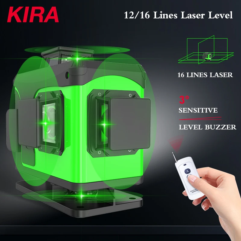 KIRA 16 Lines 4D Laser Level green line Self-Leveling 360 Horizontal And Vertical Super Powerful Laser level green Beam laser le