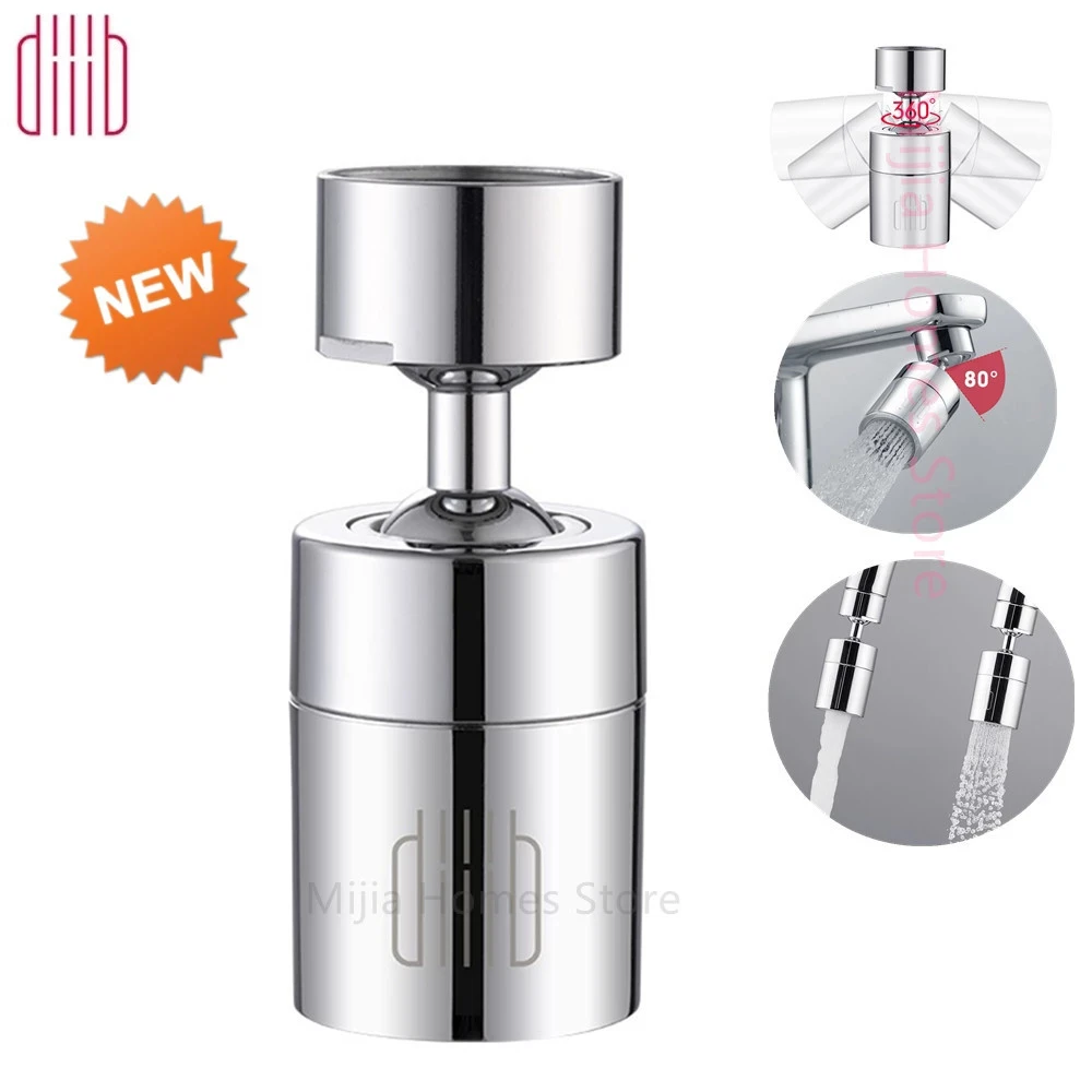 Diiib Faucet Aerator Water Tap Nozzle Bubbler Water Saving Filter 360° 2-Flow Splash-proof Tap Connector Large Angle