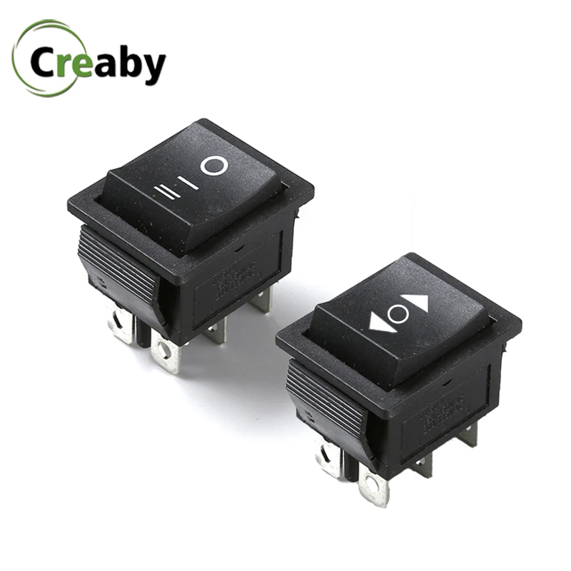 ON-OFF-ON Black Momentary DPDT Rocker Switch 3 Position 6 Pin Power Switch 6A 250V 10A 125V Push Button Switch KCD4