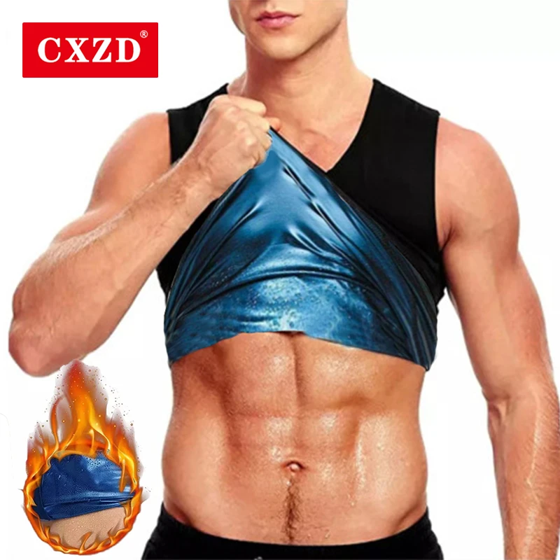 CXZD Men Sweat Sauna Vest Body Shapers Vest With zipper Waist Trainer Slimming Vest Shapewear Waist Shaper Corset
