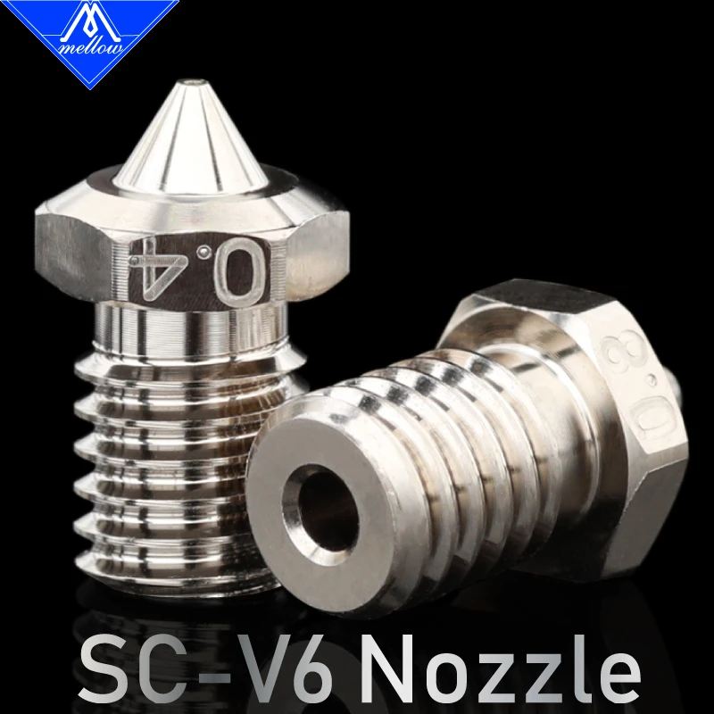 Mellow High Performance SC-V6 Plated Copper Nozzle Durable Reduce Stick For 3D Printer Nozzles M6 E3d V6 Hotend Prusa Voron