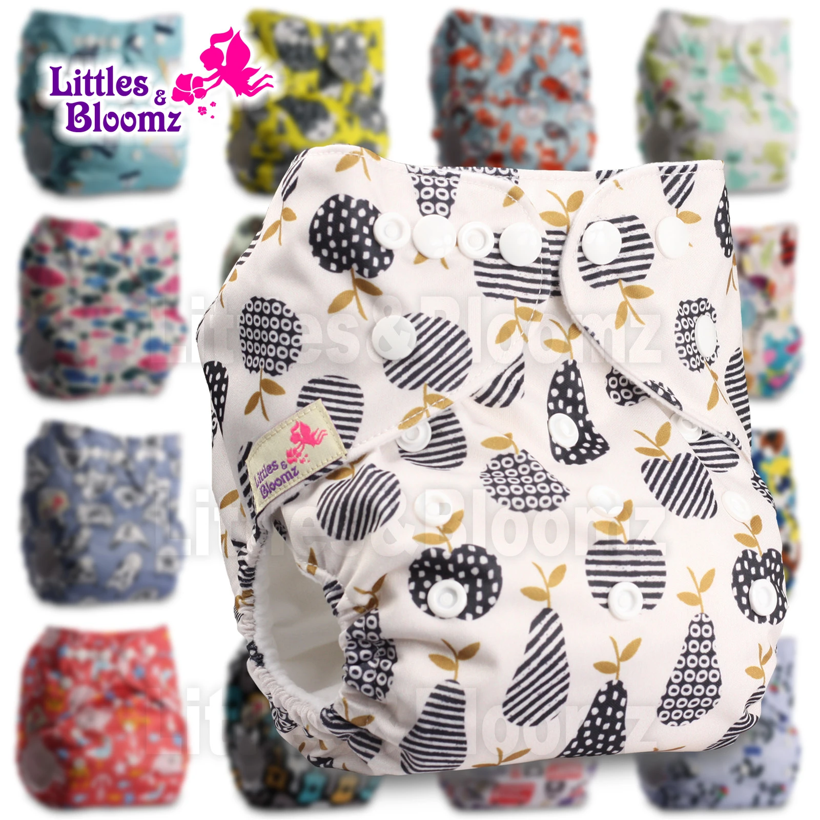 [Littles&Bloomz]Baby Washable Cloth Nappy Reusable Pocket Diaper Inserts Available Suit 0-3 Years 3-15kg One Size Cover