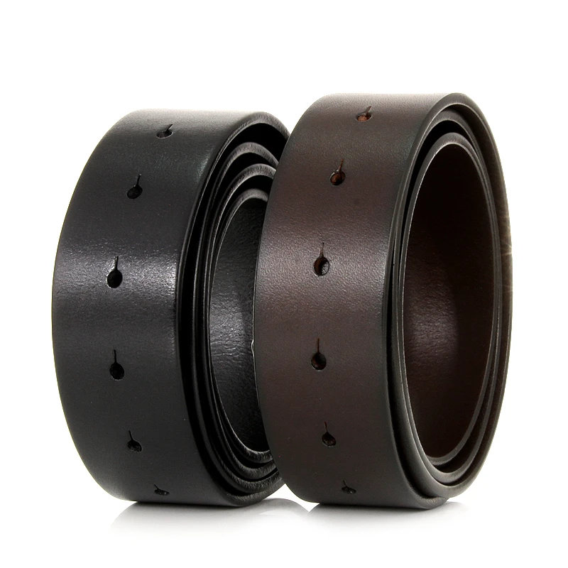 Pure Cowhide Belt Strap 3.3CM 3.8cm Round Hole Belt No Buckle Genuine Leather Belts High Quality Without Buckle