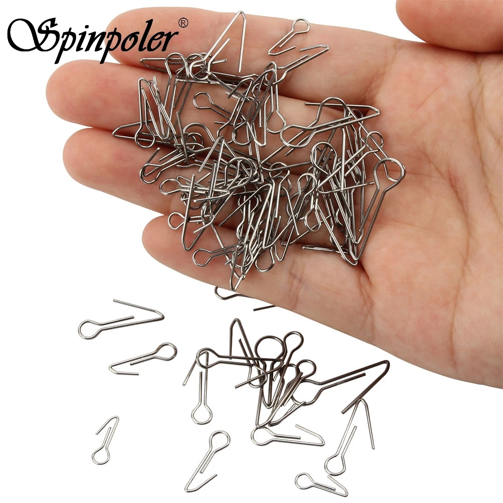 Spinpoler 100Pcs Quick Change Clips Carp Fishing Tackle Swivels Pins Clips 13mm/0.51inch - 25mm/0.98inch For Cheburashka Weight
