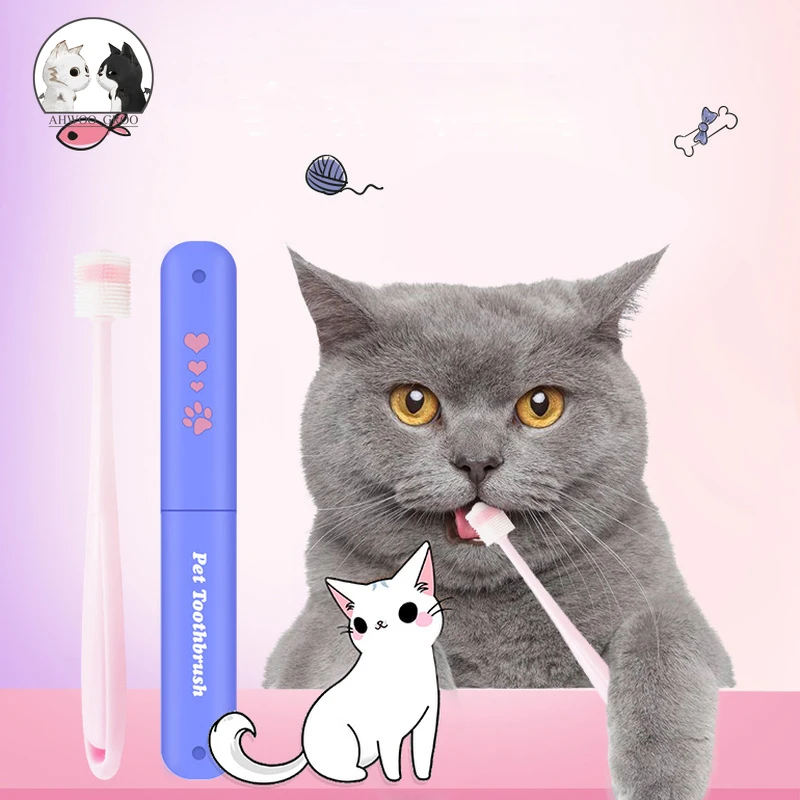 360 Degree Round Pet Toothbrush Cat Brush Addition Bad Breath Tartar Teeth Care Dog Cat Cleaning Mouth Dog Cat Cleaning Supplies