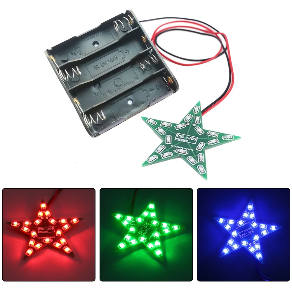 DIY Kit Five-Pointed Star Breathing Light Gradient LED Light for Christmas Soldering Training Red Green Blue