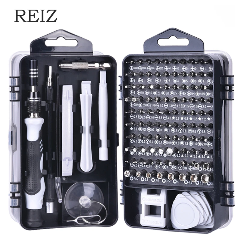 REIZ Screwdriver Set Precision Hex Screw Driver Bit Kit Magnetic Bits 110/112/115 In 1 Multitools Repair Mobile Phone Hand Tools
