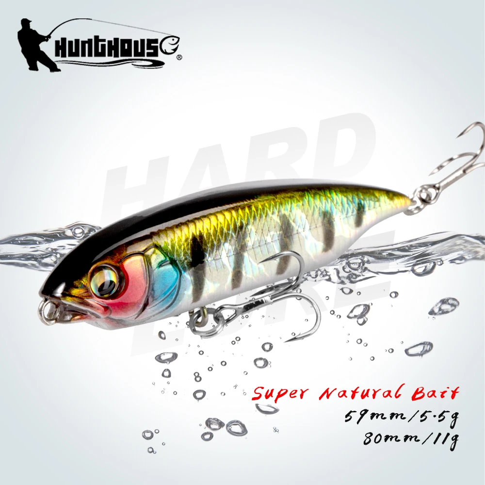 Hunthouse Karashi Bait Pencil Fishing Lure Slow Sinking 59/80mm 5.5/11g Crankbait Wobblers Walk The Dog I-Shaped Action For Bass