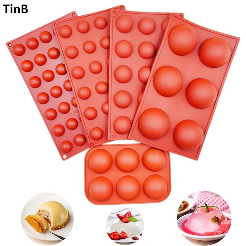 3d Hemispherical Silicone Mold For Cake Pastry Baking Fondant Bakeware Tools Round Shape Donut Dessert Mousse Chocolate Mould