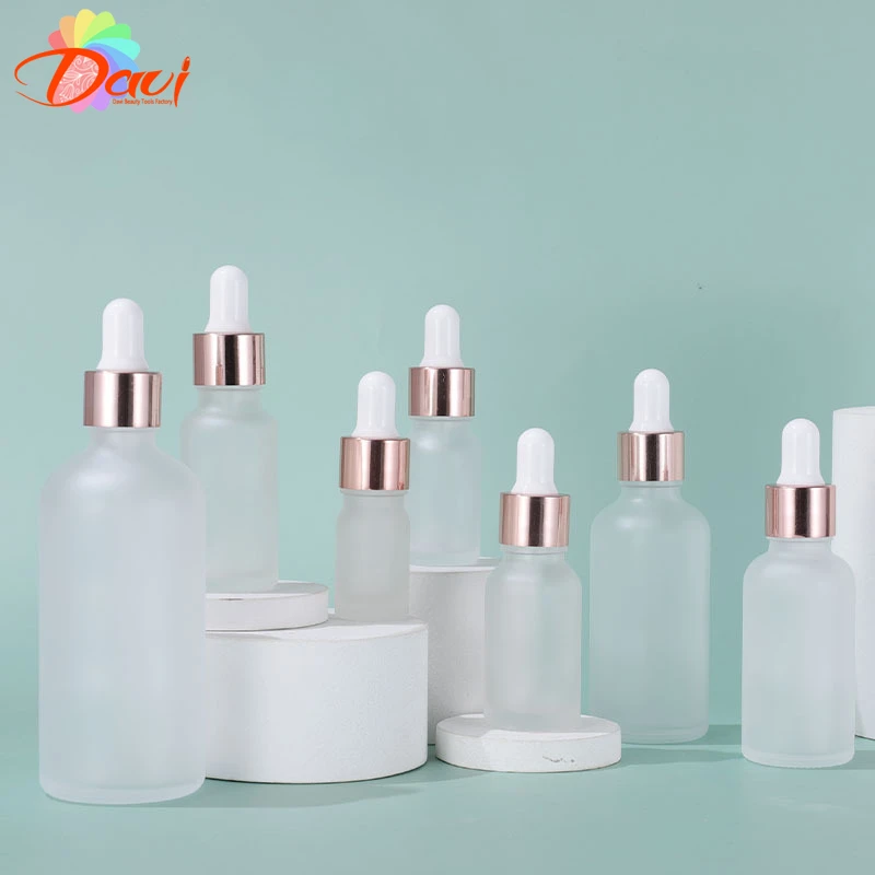 Rose-Golden  Refillable Dropper Bottle Frosted essential oil Glass Aromatherapy Liquid 5-100ml Drop for massage Pipette Bottles
