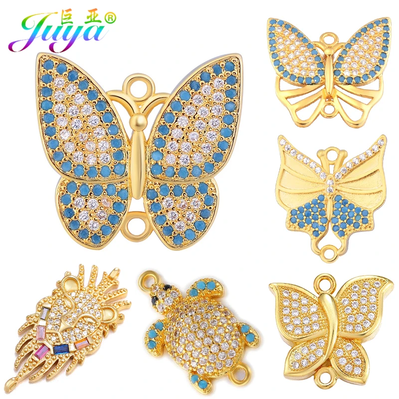 Juya Handicraft Accessories Supplies DIY Gold/Rose Gold Butterfly Charm Connectors For Fashion Earring Bracelets Making