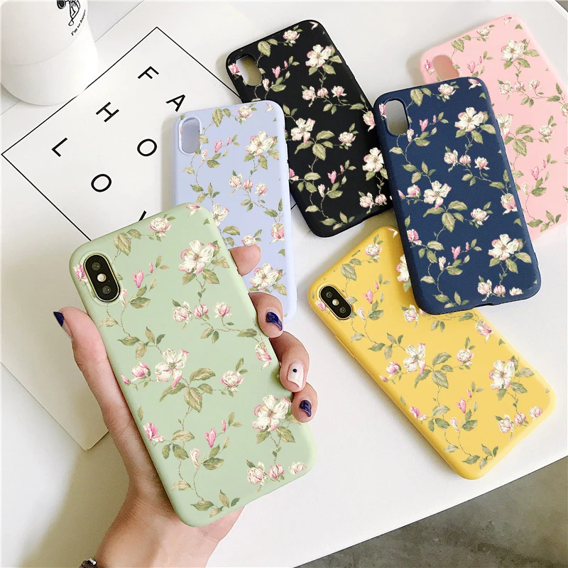 Vintage Flower Case For iPhone 13 12 11 Pro Max 13mini Soft Silicone Cover For iPhone 7 8 6 6S Plus 5 SE 2020 X Xs Max XR Fundas