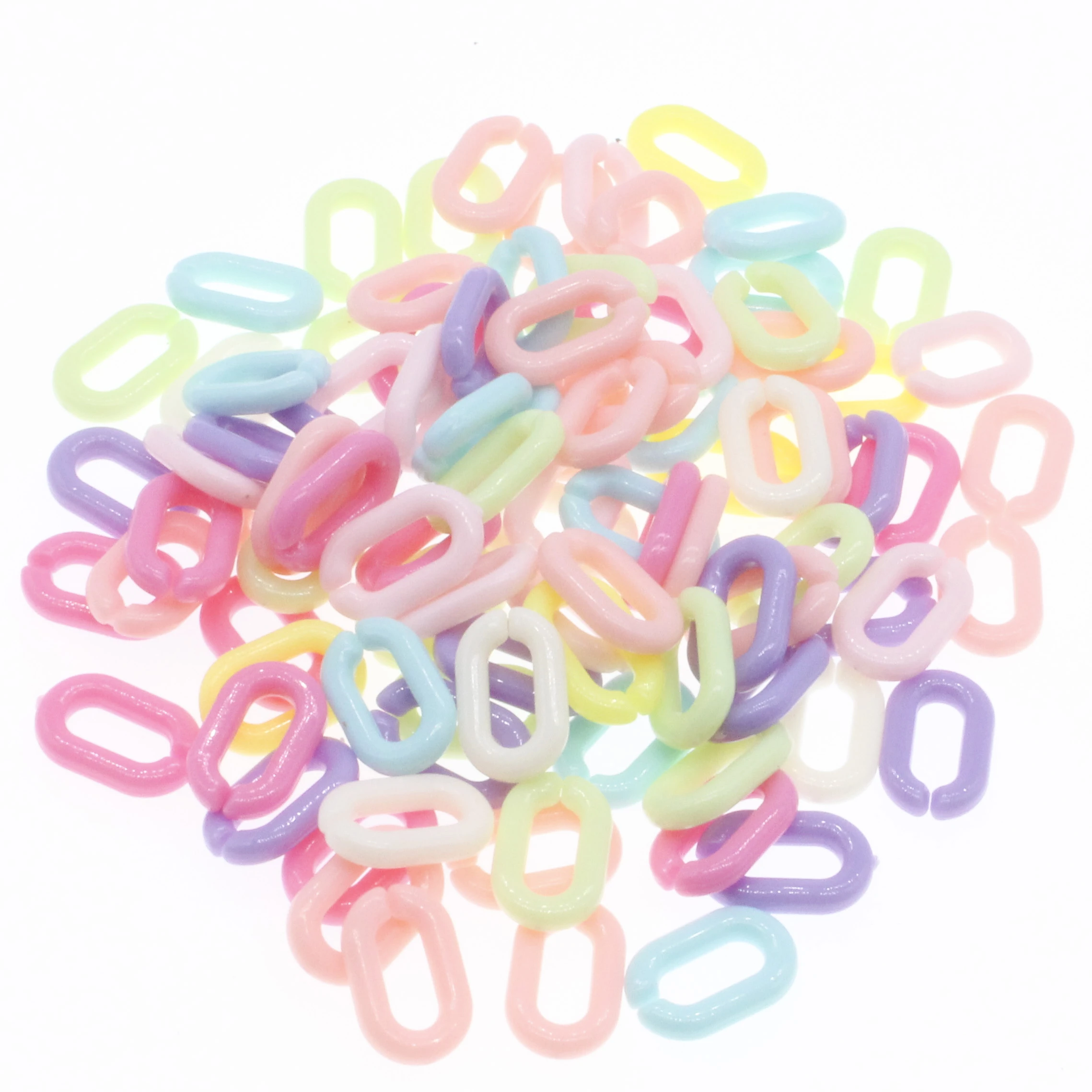 CHONGAI 200Pcs Acrylic Candy Colors Chain Links DIY Charm Accessories For Bag Decoration Jewelry Making  Glasses Chain 15mm