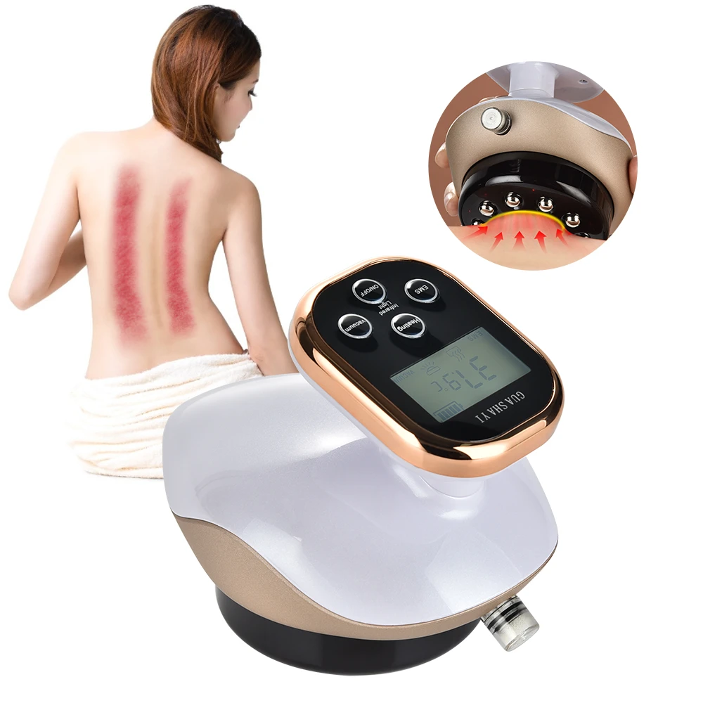 Electric Cupping Light Therapy Guasha Full Body Neck Massager Suction EMS Stimulation Weight Loss Chinese Therapy Stress Relief