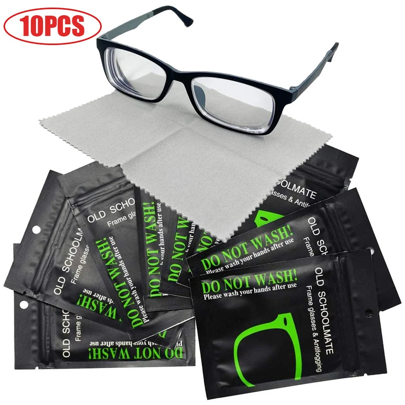 10PCS Reusable Anti-Fog Wipes Glasses Pre-moistened Antifog Lens Cloth Defogger Eyeglass Wipe Prevent Fogging for Glasses