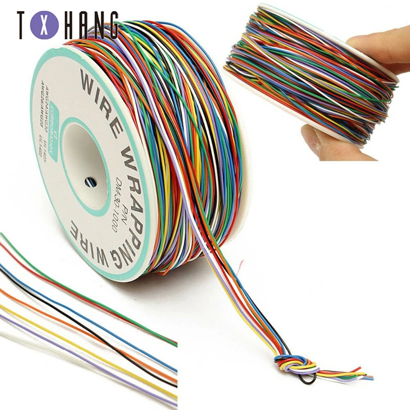 Tin Plated Copper 250M 8-Wire Colored Insulated P/N B-30-1000 30AWG Wire Wrapping Cable Wrap Reel for Laptop Motherboard