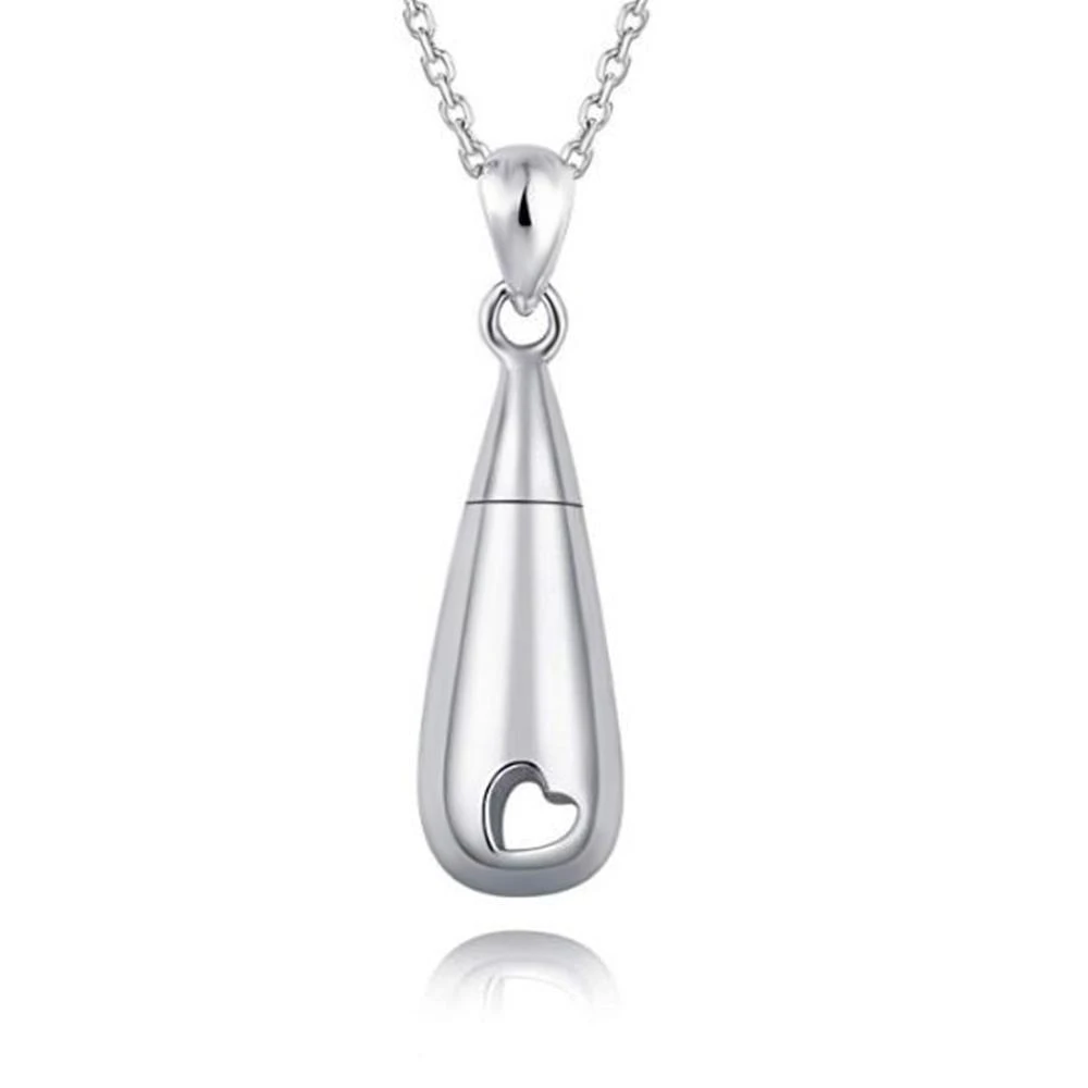 Women Tear Drop Eternity Ashes Urn Cremation Stainless Steel Pendant Necklace