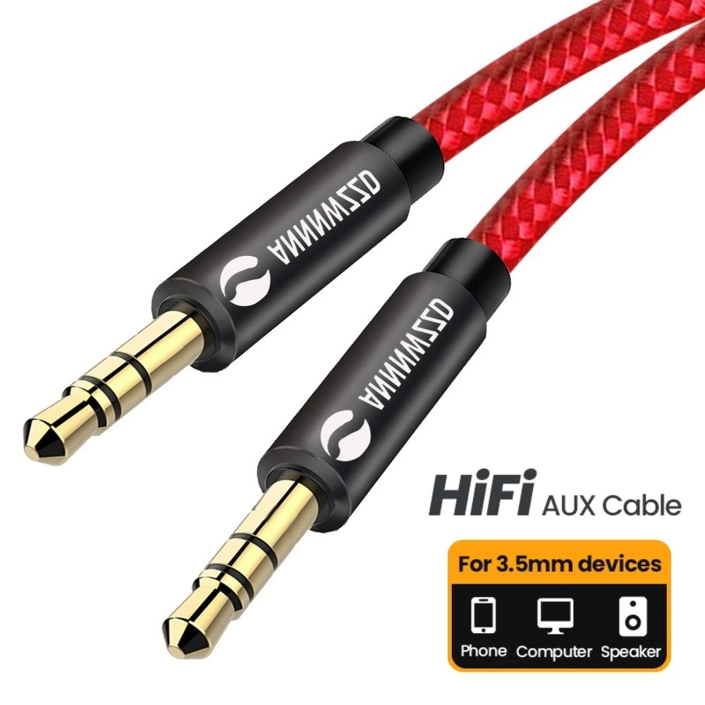 3.5mm Audio Cable Stereo Auxiliary AUX Cord Gold-Plated Male to Male Braid Cable for Car Home Stereo Headphone Speaker 3.5 Jack