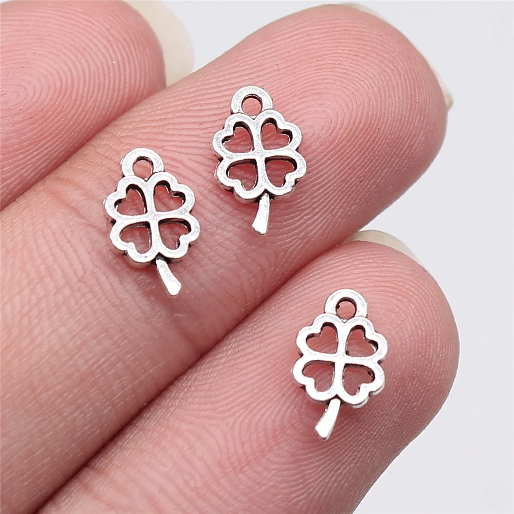 WYSIWYG 100pcs 10x6mm 3 Colors Four Leaf Clover Charms Pendant For Jewelry Making DIY Jewelry Findings