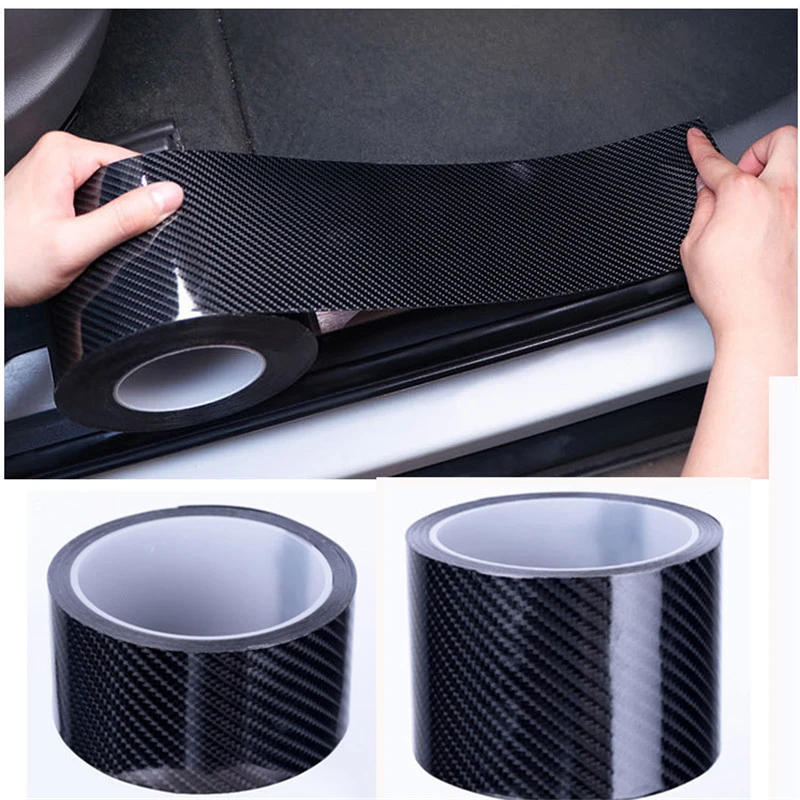 Carbon Fiber Car Door Sill Sticker Scratch Proof  Moulding Strip Car Sticker Protector Door Edge Protective Black