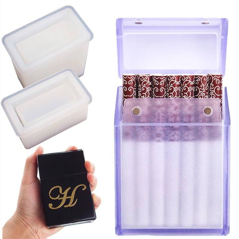 DIY Crystal Epoxy Resin Mold Cigarette Box Lighter Cover Hemp Leaf Mirror Silicone Mold For Resin