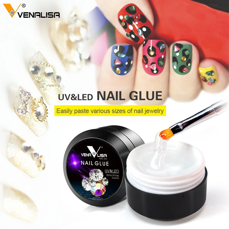 Venalisa factory supplier 10ml diamond sticky gel tranparent clear color building gel, diamond decoration stick Nail Glue Pen