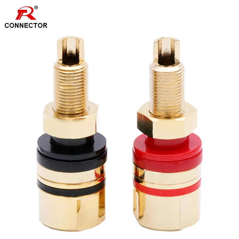 1Pair Binding Post HIFI Terminal Connector, Gold-Plated Brass,for Power Amplifier Chassis Terminal and Speaker Terminal