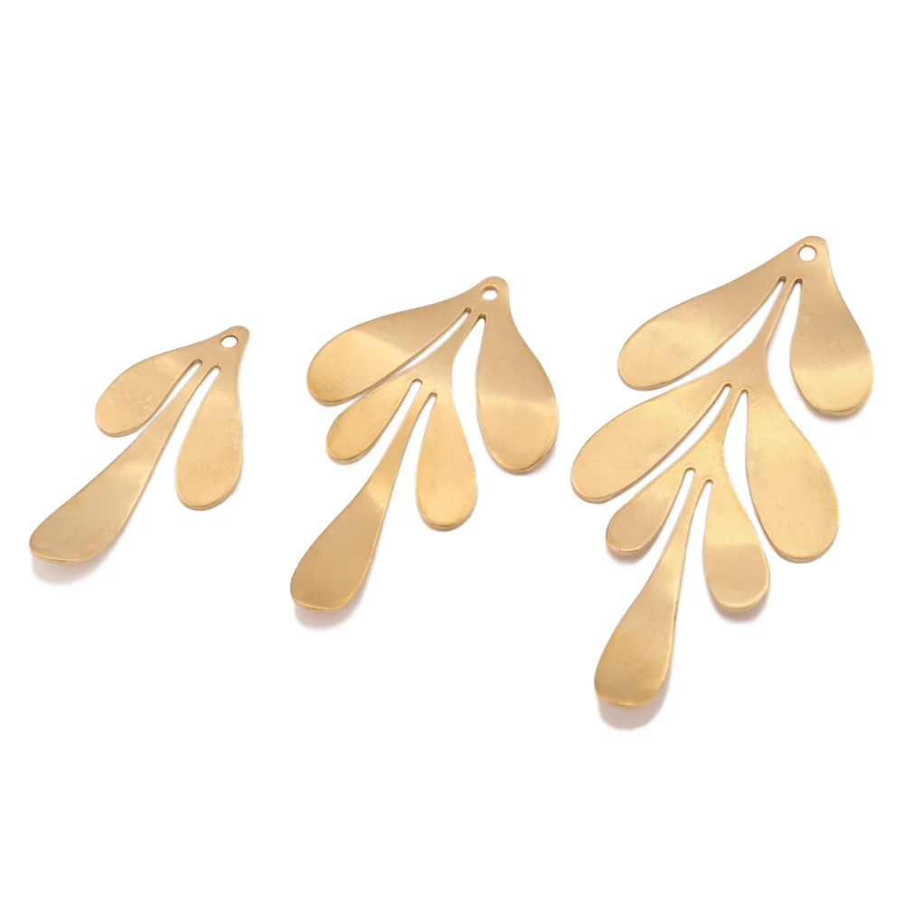 10Pcs Raw Brass Leaves Charms Flower Leaf Feather Sets Charms Pendant Jewelry Findings For Diy Earrings Necklace Making Supplies