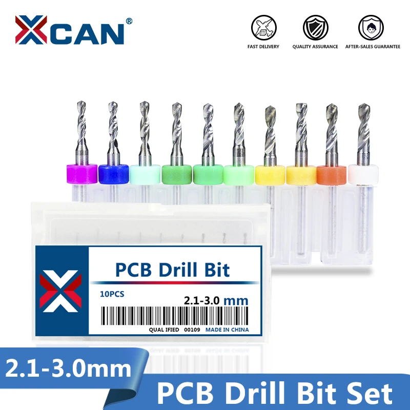 XCAN PCB Drill Bit 2.1-3.0mm Set PCB Circuit Board Gun Drill Bit Carbide Drill Bit Drilling Tools