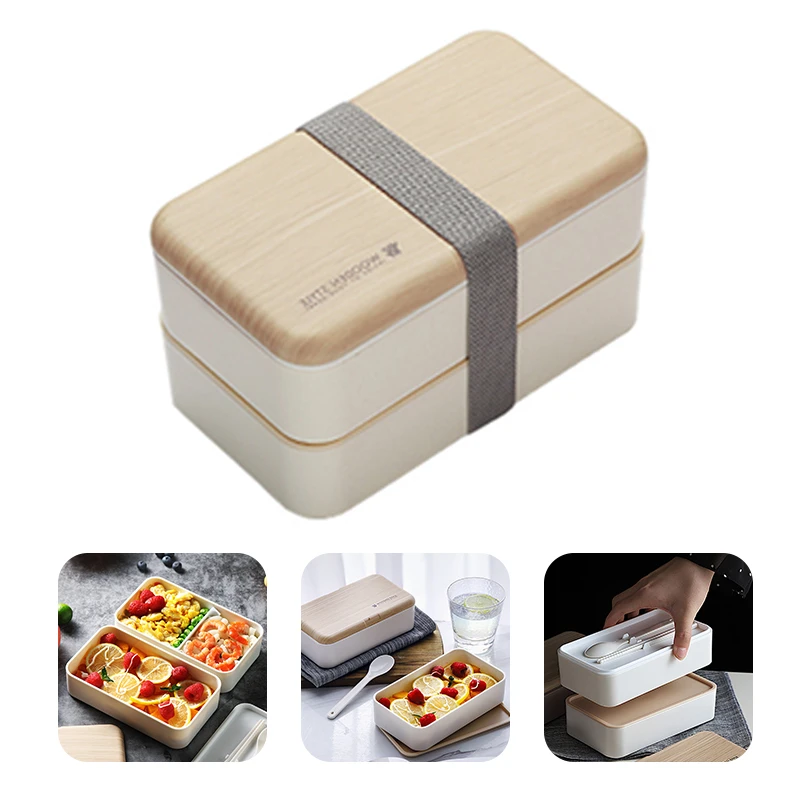 Japanese-style Lunch Box Double-layer Separated Bento Box Portable Microwave Lunchbox For Office Worker Children Food Box