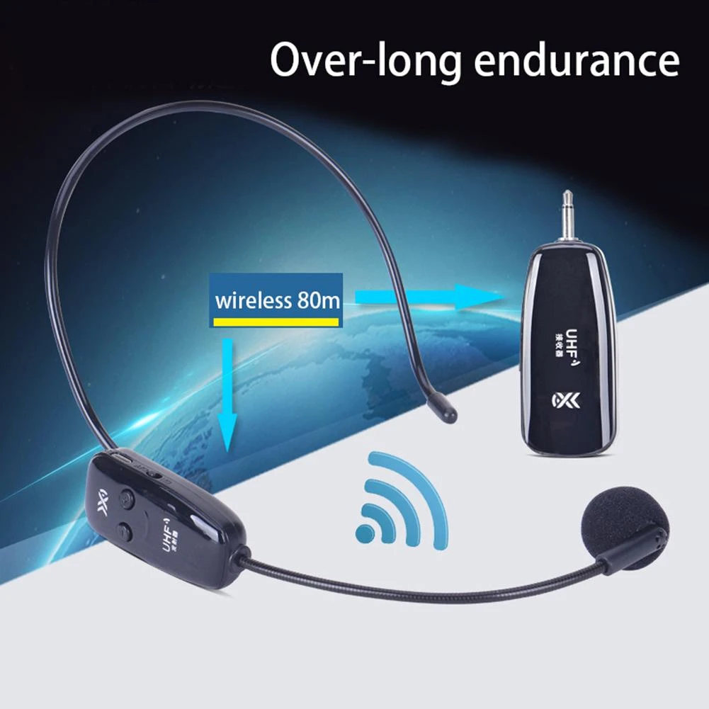 New 1Pc Portable Long Battery Life Durable Wireless Microphone Headset Mic for Voice Amplifier Speaker Teaching Tour Guide