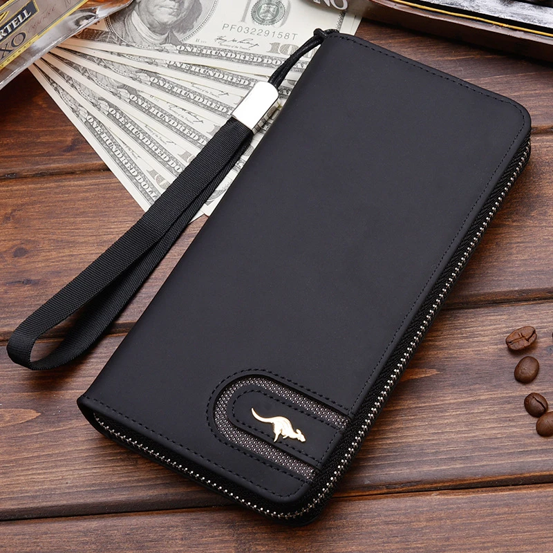 Business Men's Leather Wallet With Zipper Coin Pocket Phone Case For Man Card Holder Purse Male Clutch Bag Portafoglio Uomo